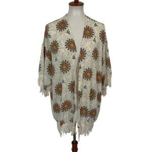 Daniel Rainn Kimono Cardigan XS Small Boho Floral Open Front‎ Layer